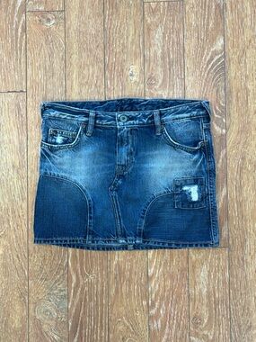 Le Temps des Cerises Y2K-Style Blue Washed Denim Mini Skirt - Sz 27
